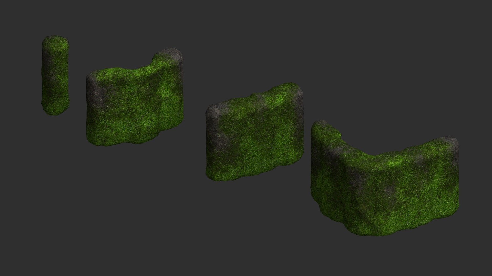 Cave Walls 1 - Moss 2 Low-poly 3D model_11
