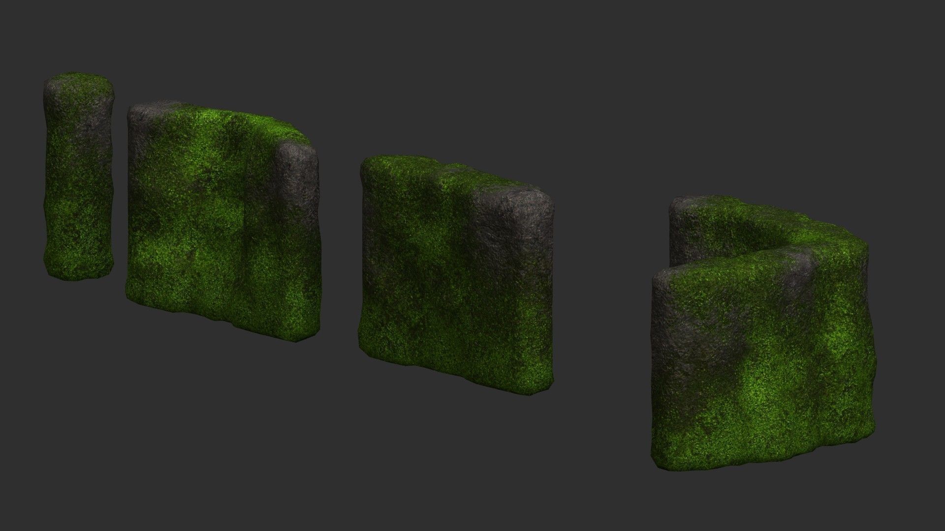 Cave Walls 1 - Moss 2 Low-poly 3D model_8
