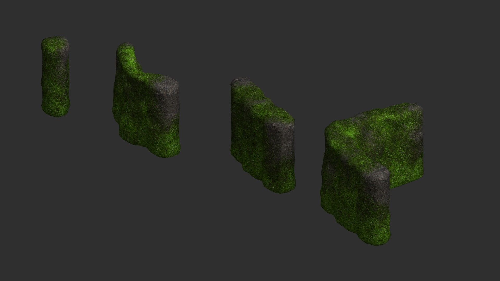 Cave Walls 1 - Moss 2 Low-poly 3D model_10