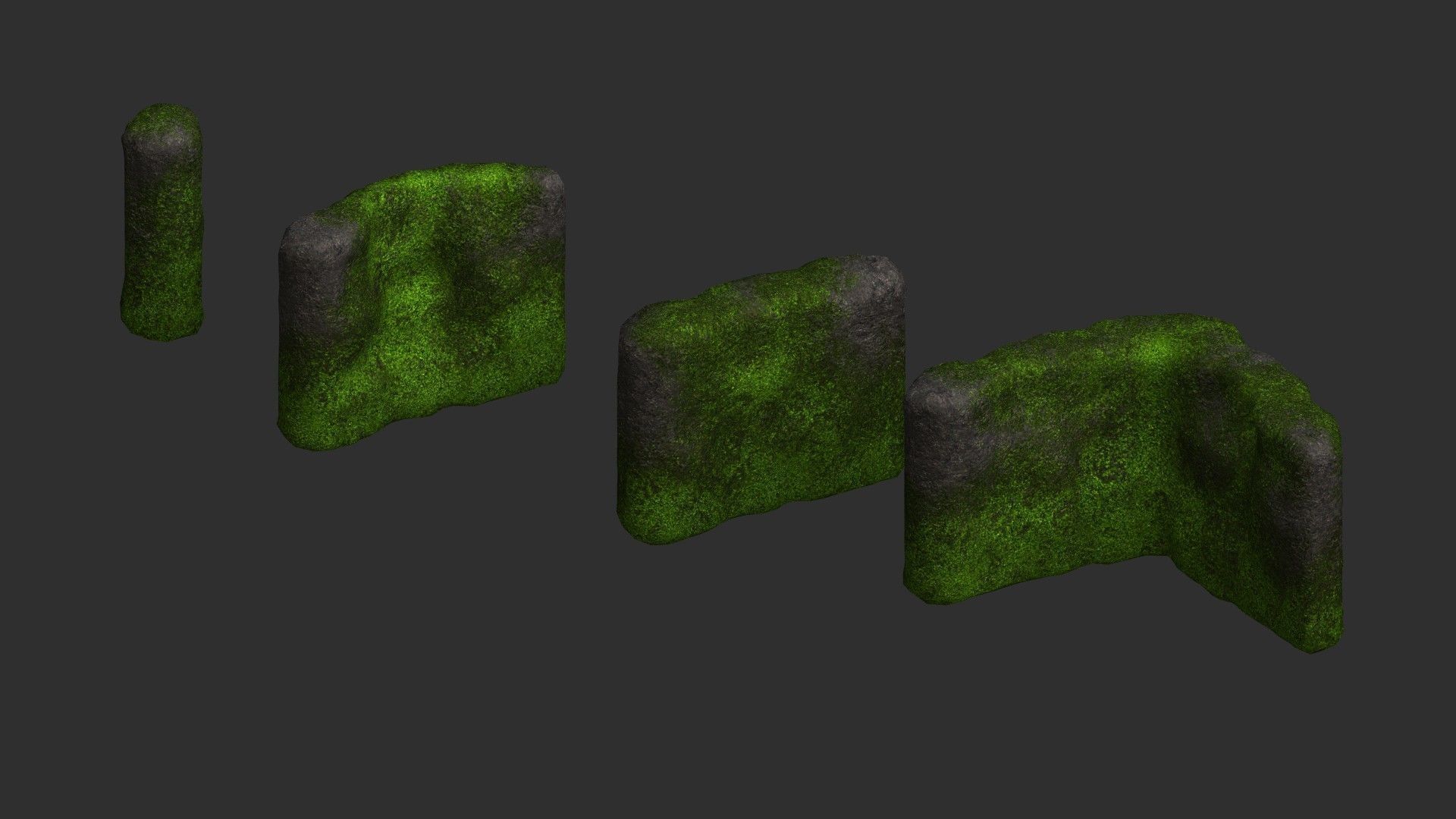 Cave Walls 1 - Moss 2 Low-poly 3D model_13
