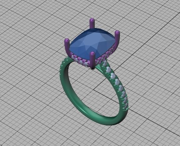 Engagement Classic Solitaire Ring 10x8 Cushion Stone 3dmodel 3D print model_36