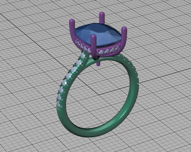 Engagement Classic Solitaire Ring 10x8 Cushion Stone 3dmodel 3D print model_13