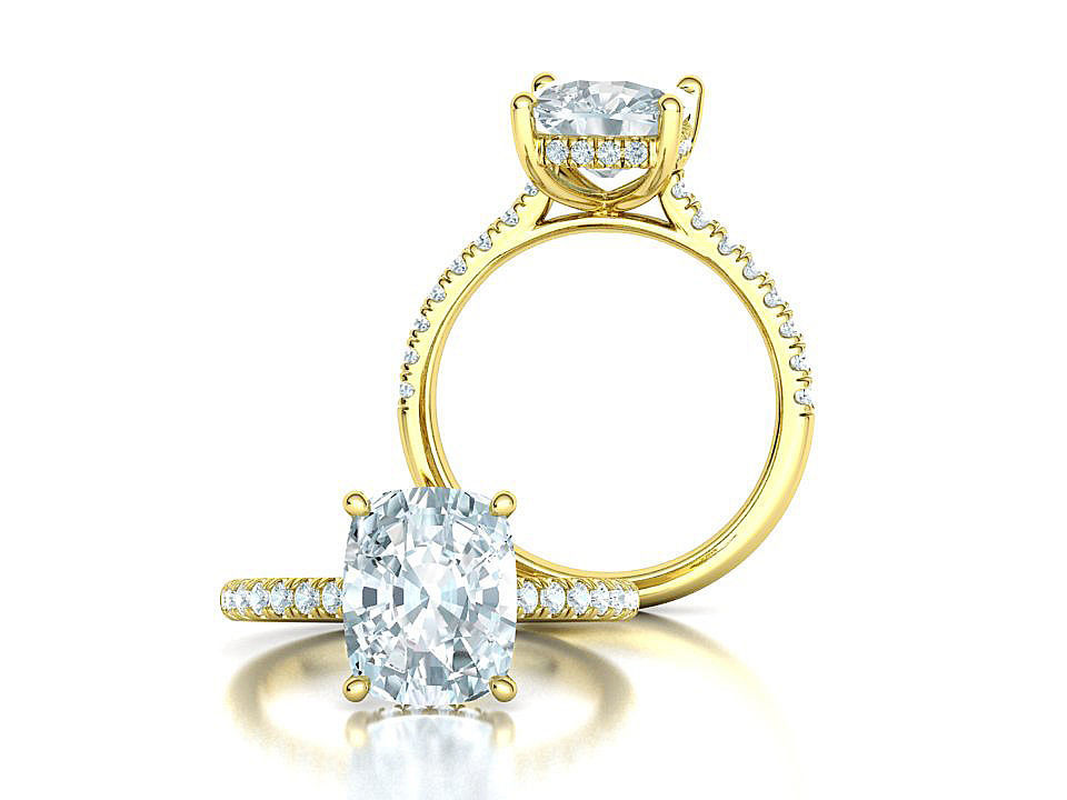 Engagement Classic Solitaire Ring 10x8 Cushion Stone 3dmodel 3D print model_4