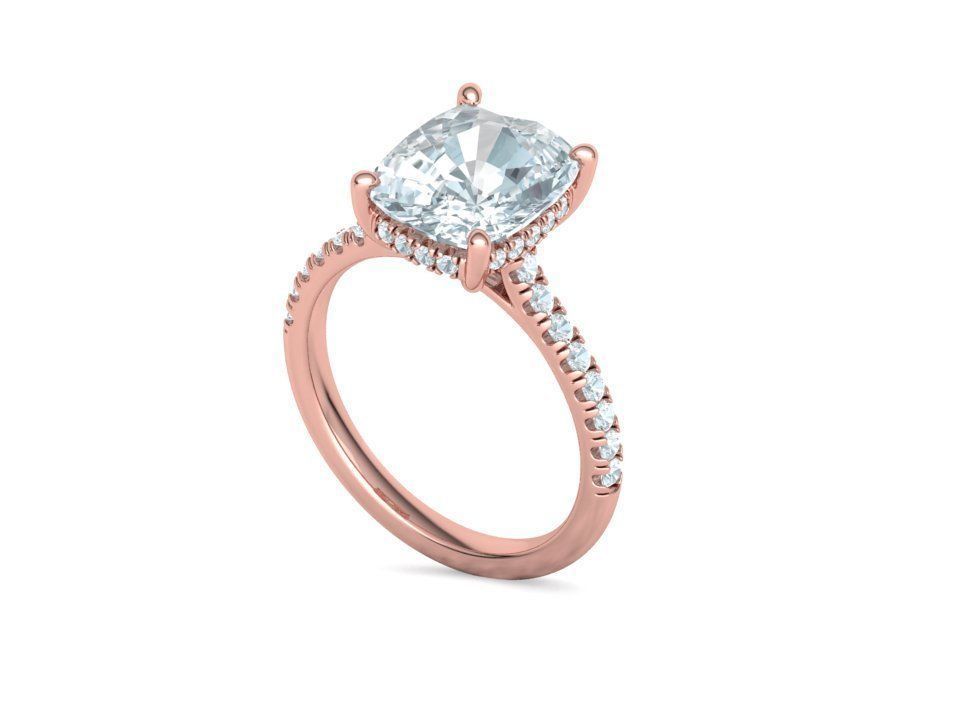 Engagement Classic Solitaire Ring 10x8 Cushion Stone 3dmodel 3D print model_30