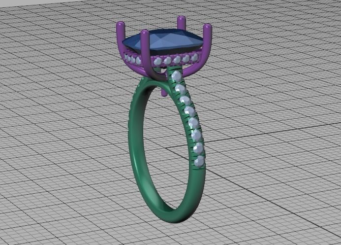 Engagement Classic Solitaire Ring 10x8 Cushion Stone 3dmodel 3D print model_35