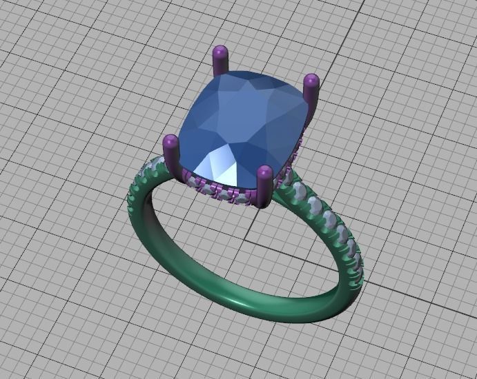 Engagement Classic Solitaire Ring 10x8 Cushion Stone 3dmodel 3D print model_40