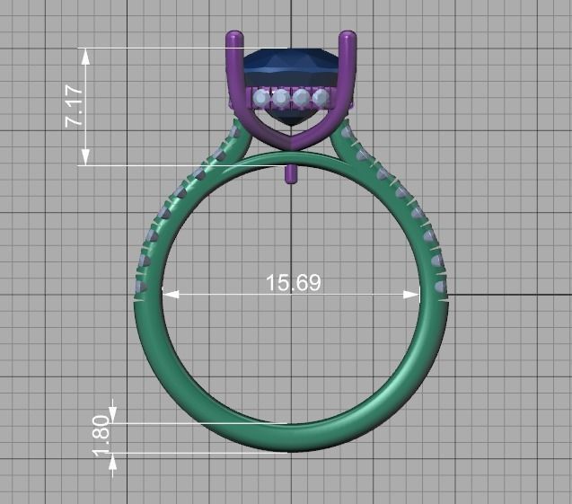 Engagement Classic Solitaire Ring 10x8 Cushion Stone 3dmodel 3D print model_11