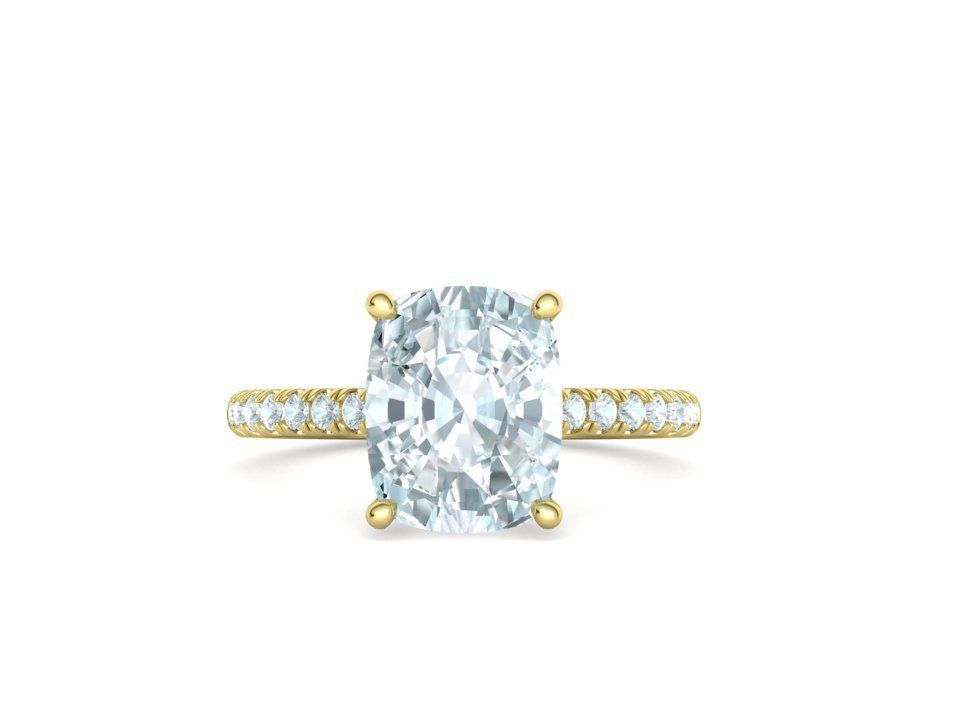 Engagement Classic Solitaire Ring 10x8 Cushion Stone 3dmodel 3D print model_7