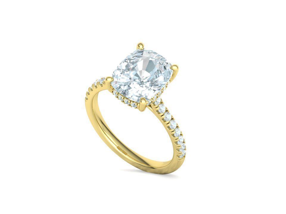 Engagement Classic Solitaire Ring 10x8 Cushion Stone 3dmodel 3D print model_28