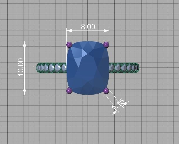 Engagement Classic Solitaire Ring 10x8 Cushion Stone 3dmodel 3D print model_10