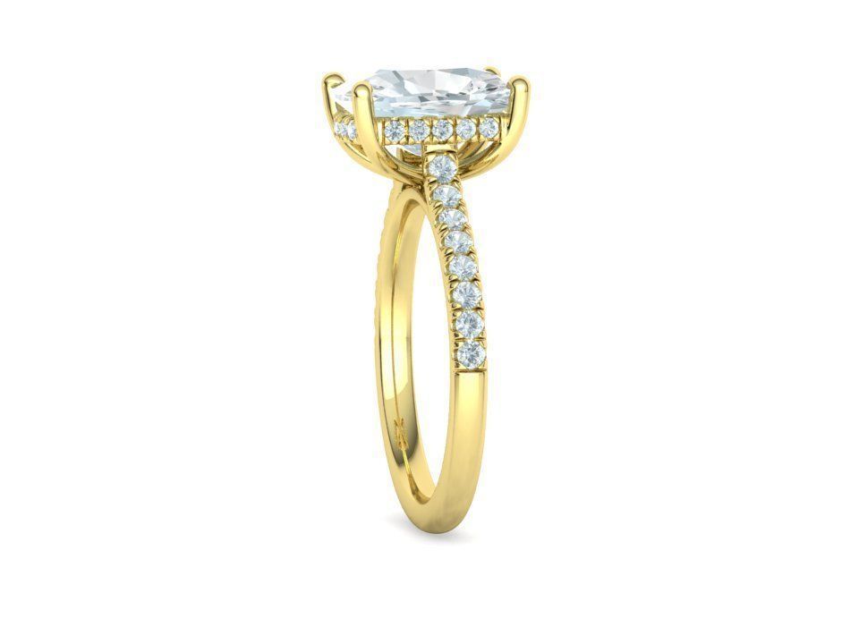 Engagement Classic Solitaire Ring 10x8 Cushion Stone 3dmodel 3D print model_25