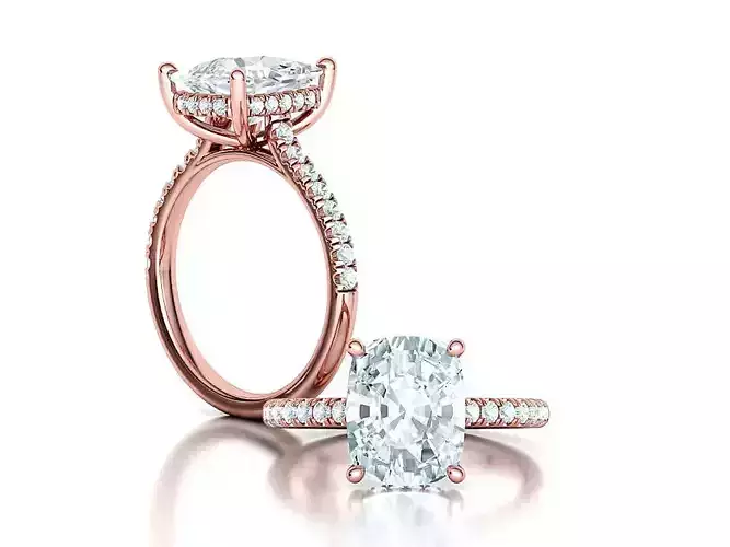 Engagement Classic Solitaire Ring 10x8 Cushion Stone 3dmodel 3D print model