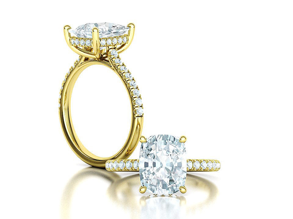 Engagement Classic Solitaire Ring 10x8 Cushion Stone 3dmodel 3D print model_1