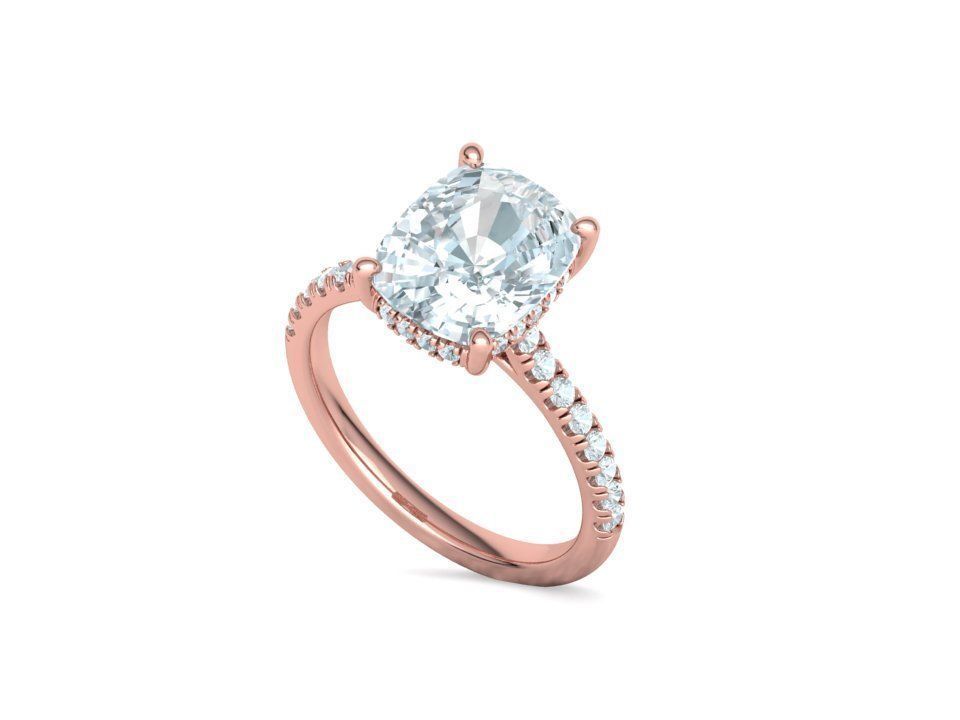 Engagement Classic Solitaire Ring 10x8 Cushion Stone 3dmodel 3D print model_27