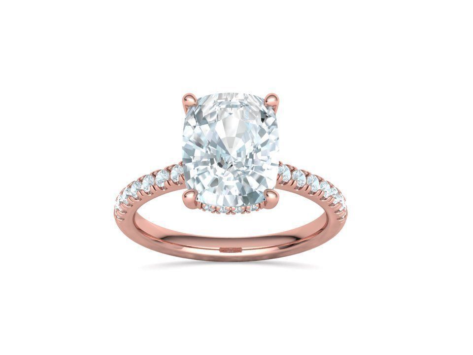 Engagement Classic Solitaire Ring 10x8 Cushion Stone 3dmodel 3D print model_15