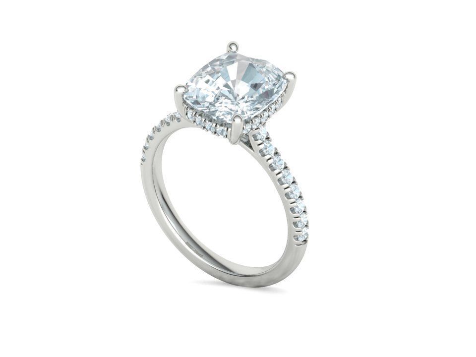 Engagement Classic Solitaire Ring 10x8 Cushion Stone 3dmodel 3D print model_32