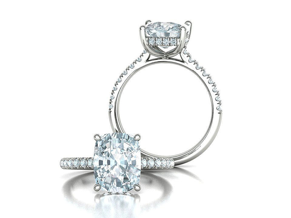 Engagement Classic Solitaire Ring 10x8 Cushion Stone 3dmodel 3D print model_5