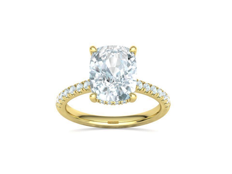 Engagement Classic Solitaire Ring 10x8 Cushion Stone 3dmodel 3D print model_16