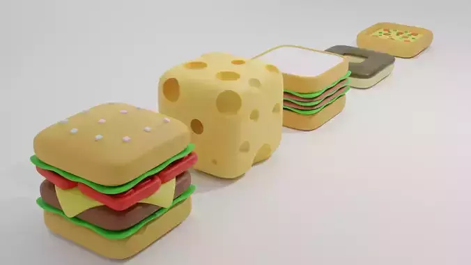 Cube Food Pack 1 3D Model