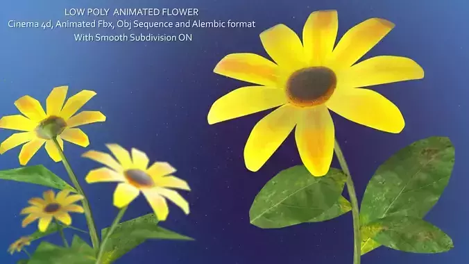 Low Poly Animated Sun Flower Low-poly 3D model