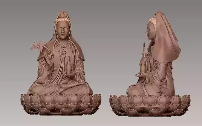 Lady Budha 3D Model 3D print model