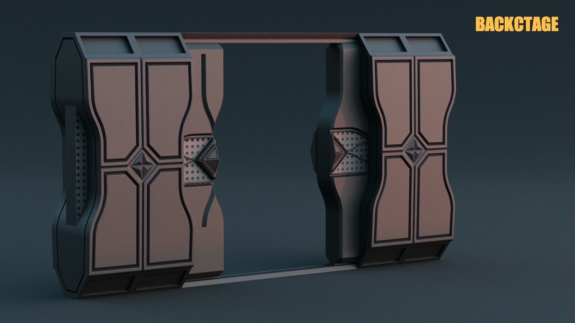 Game-Ready Sci-Fi Door Asset Low-poly 3D model_1
