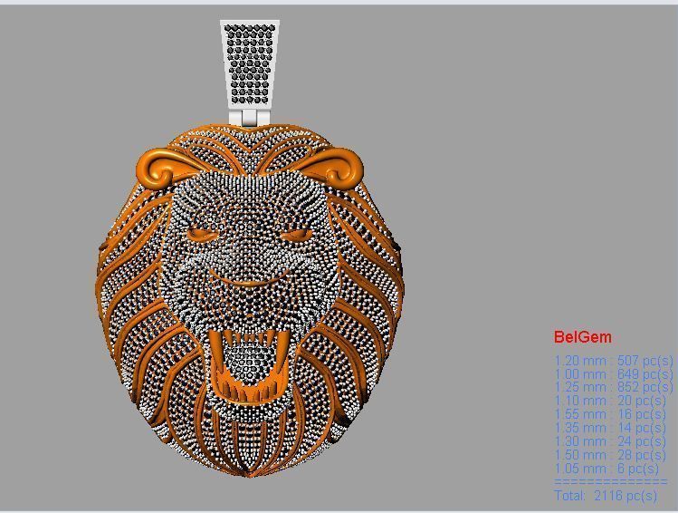 Diamond Lion Pendant 3D print model_5