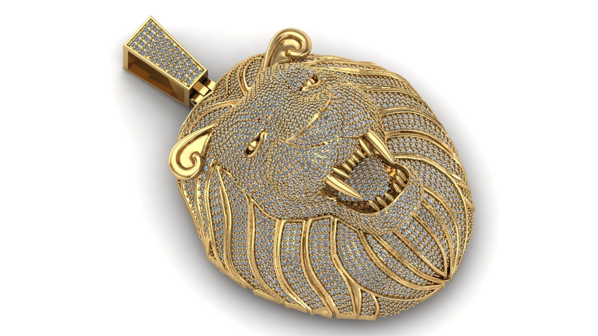 Diamond Lion Pendant 3D print model_2