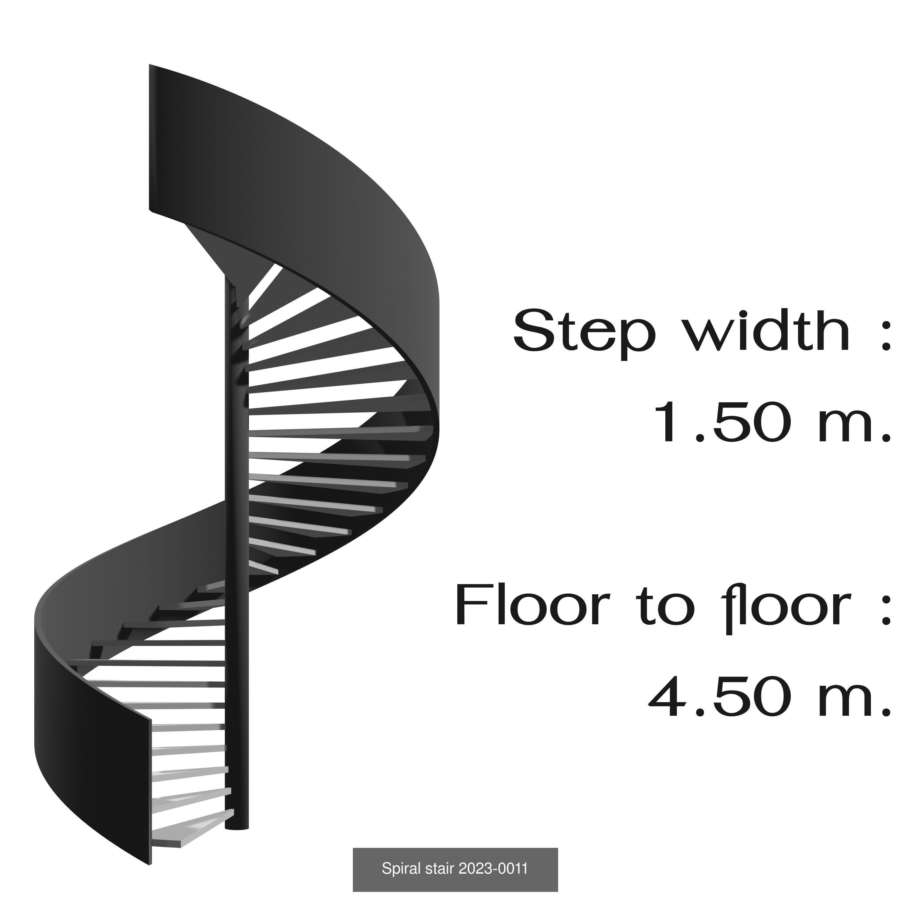 Spiral stair with solid stringer 3D Model Collection_11