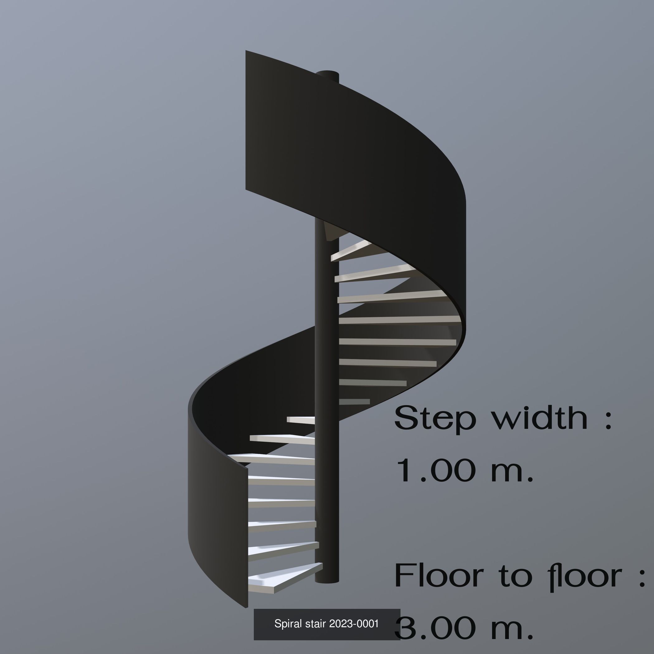 Spiral stair with solid stringer 3D Model Collection_1
