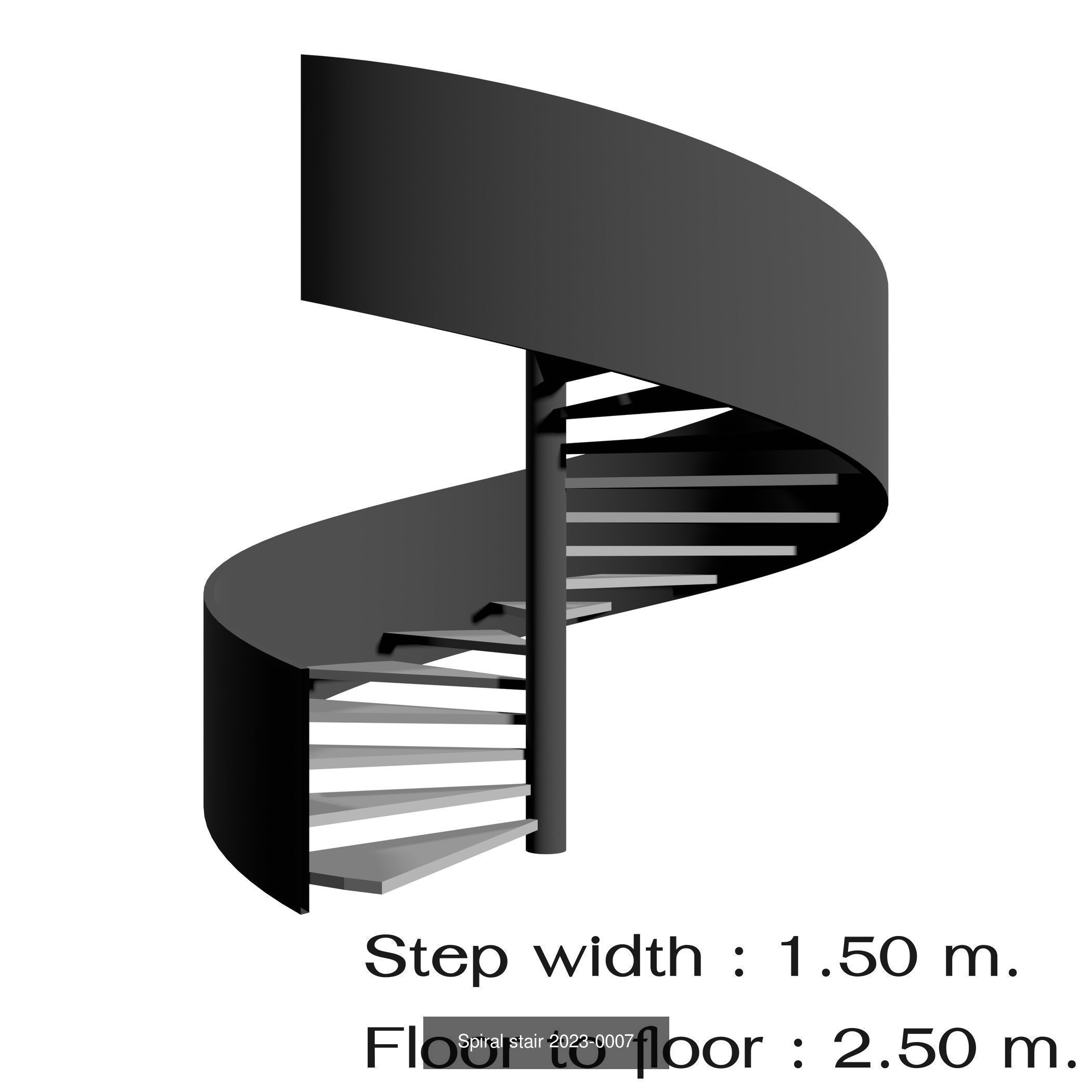 Spiral stair with solid stringer 3D Model Collection_7