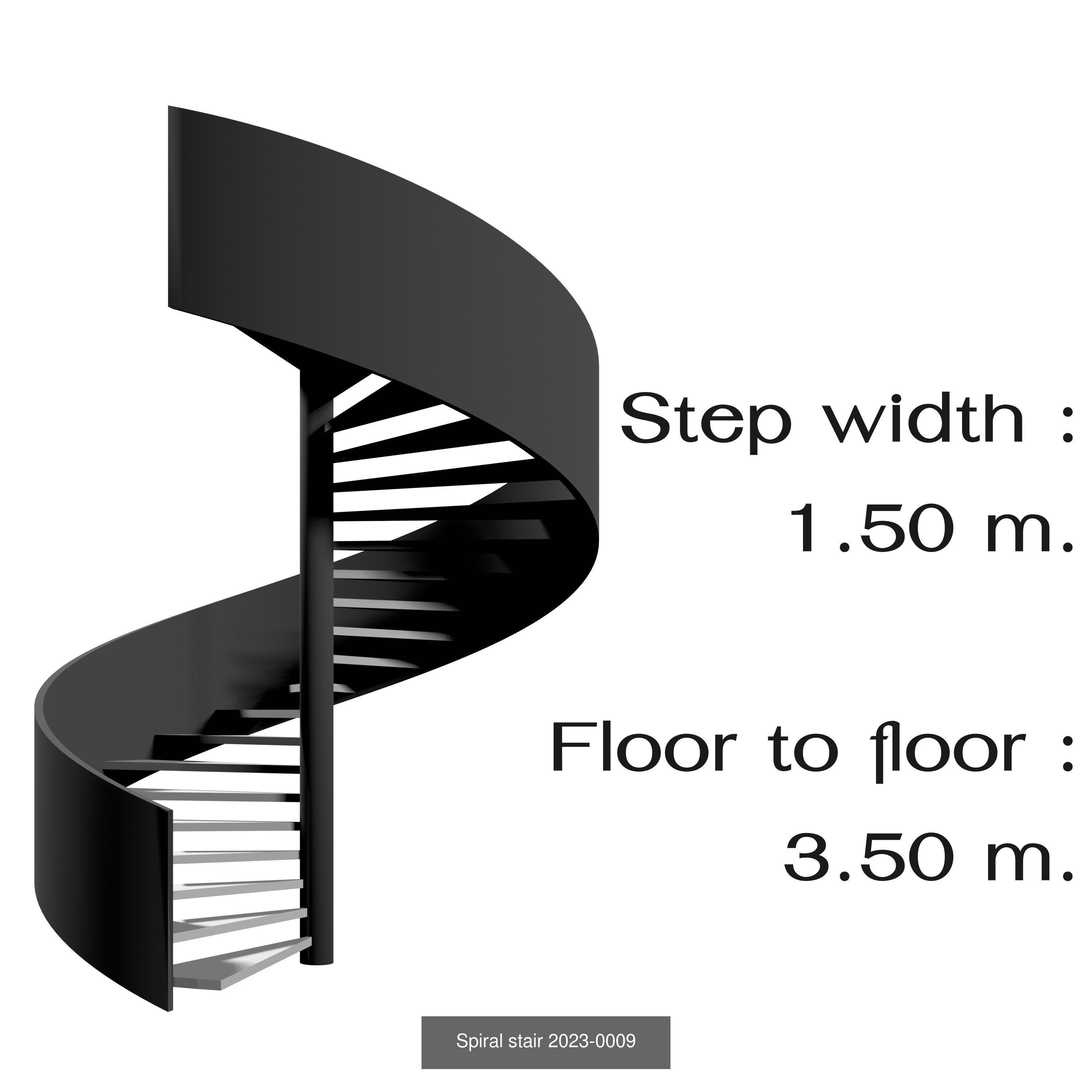 Spiral stair with solid stringer 3D Model Collection_9