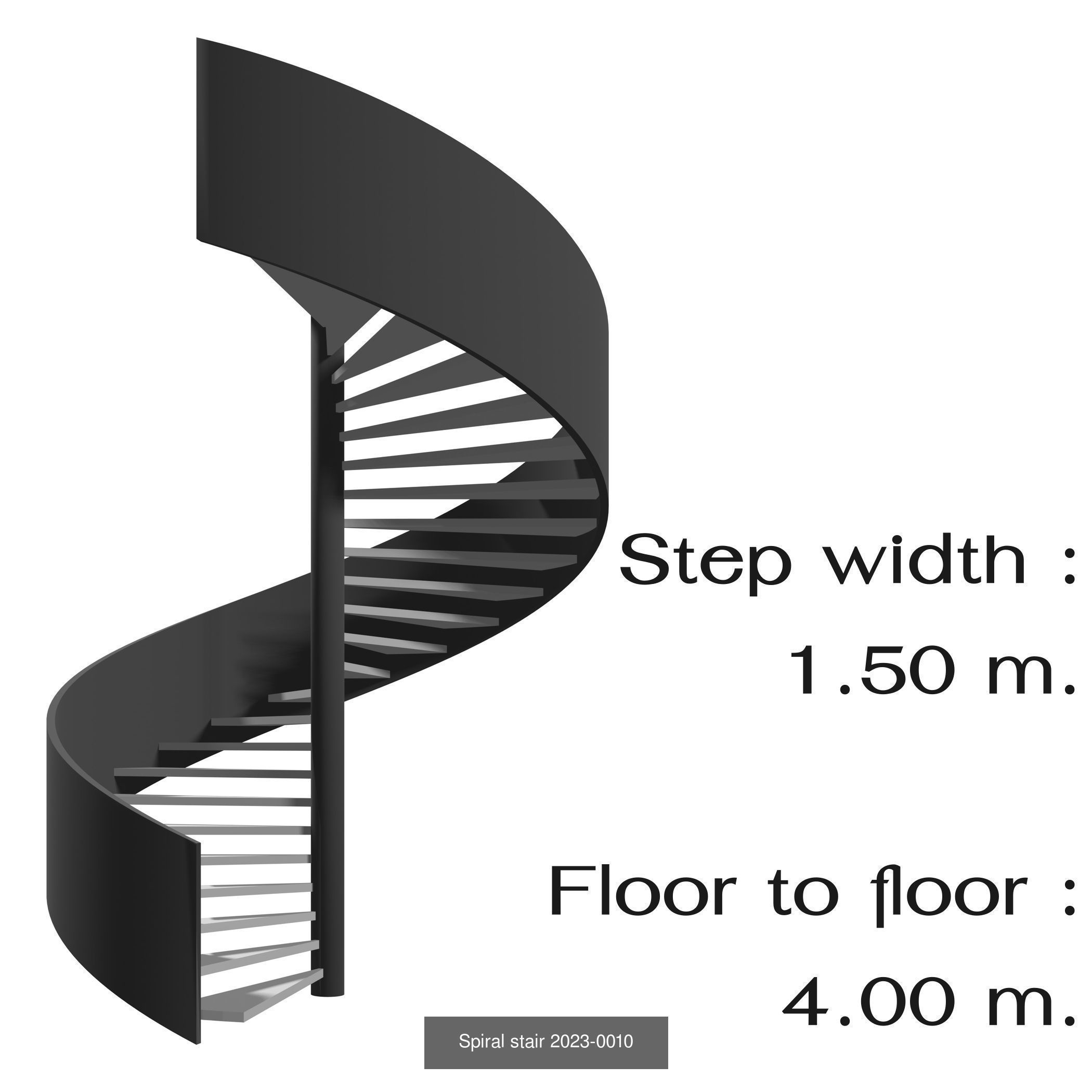 Spiral stair with solid stringer 3D Model Collection_10