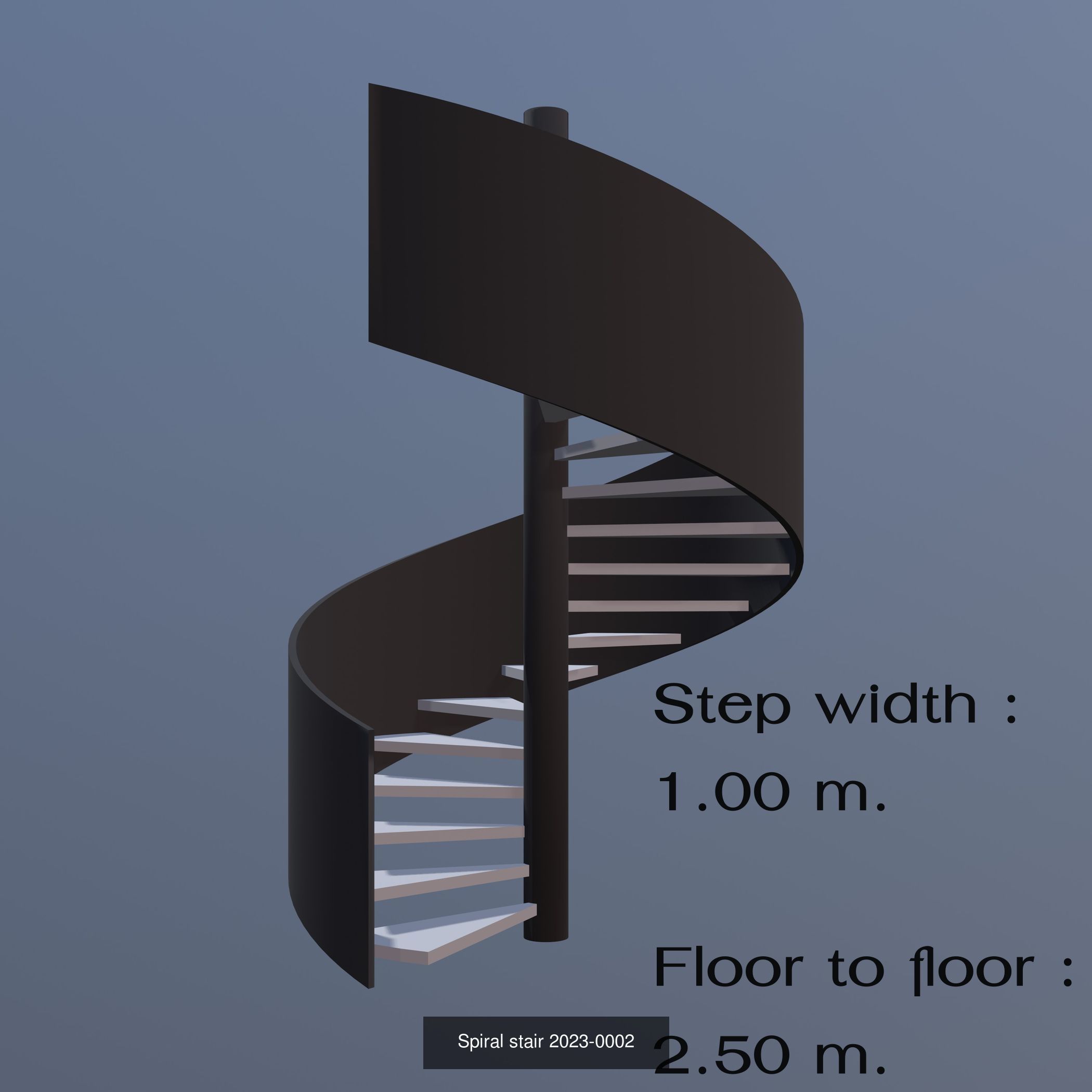 Spiral stair with solid stringer 3D Model Collection_2