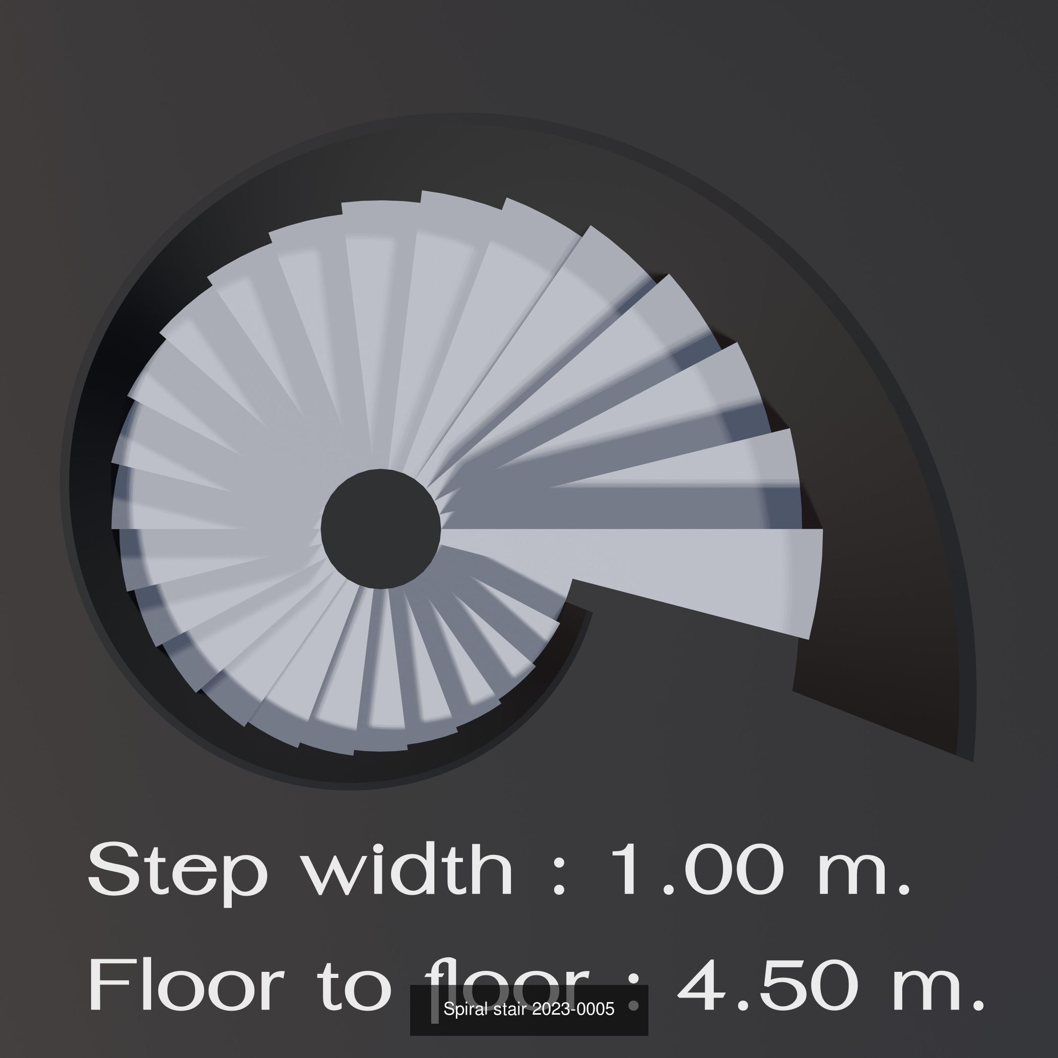 Spiral stair with solid stringer 3D Model Collection_5