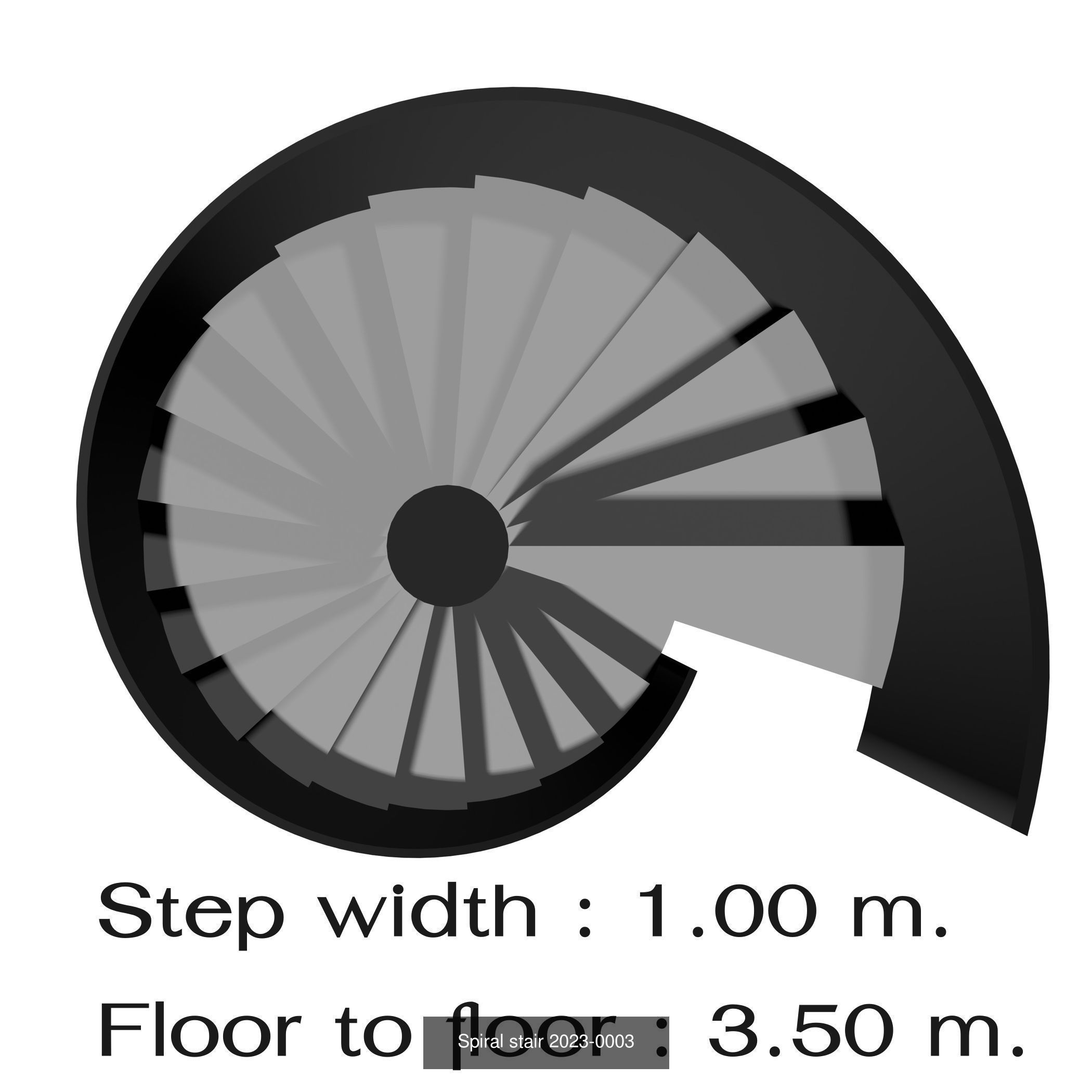 Spiral stair with solid stringer 3D Model Collection_3