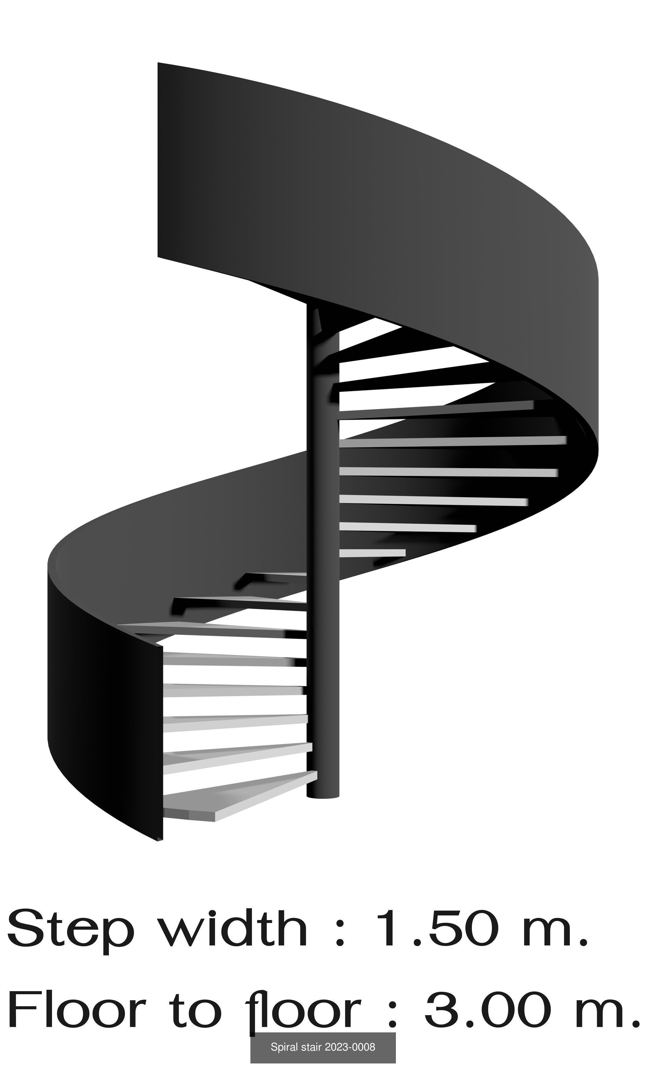 Spiral stair with solid stringer 3D Model Collection_8
