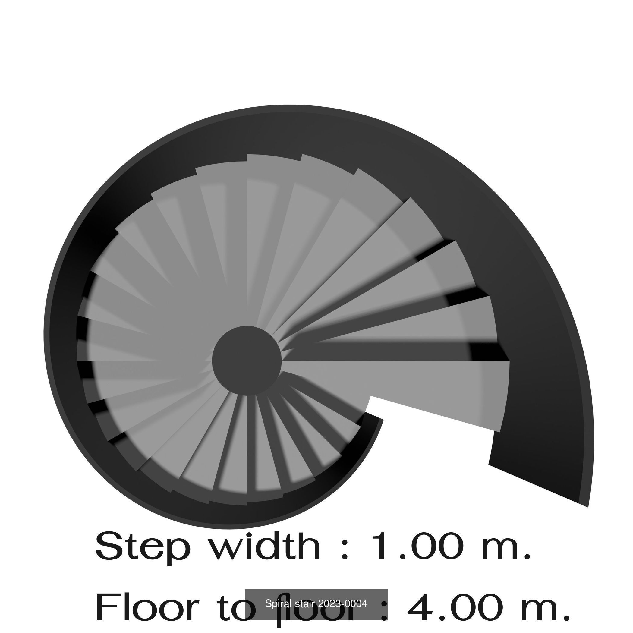 Spiral stair with solid stringer 3D Model Collection_4