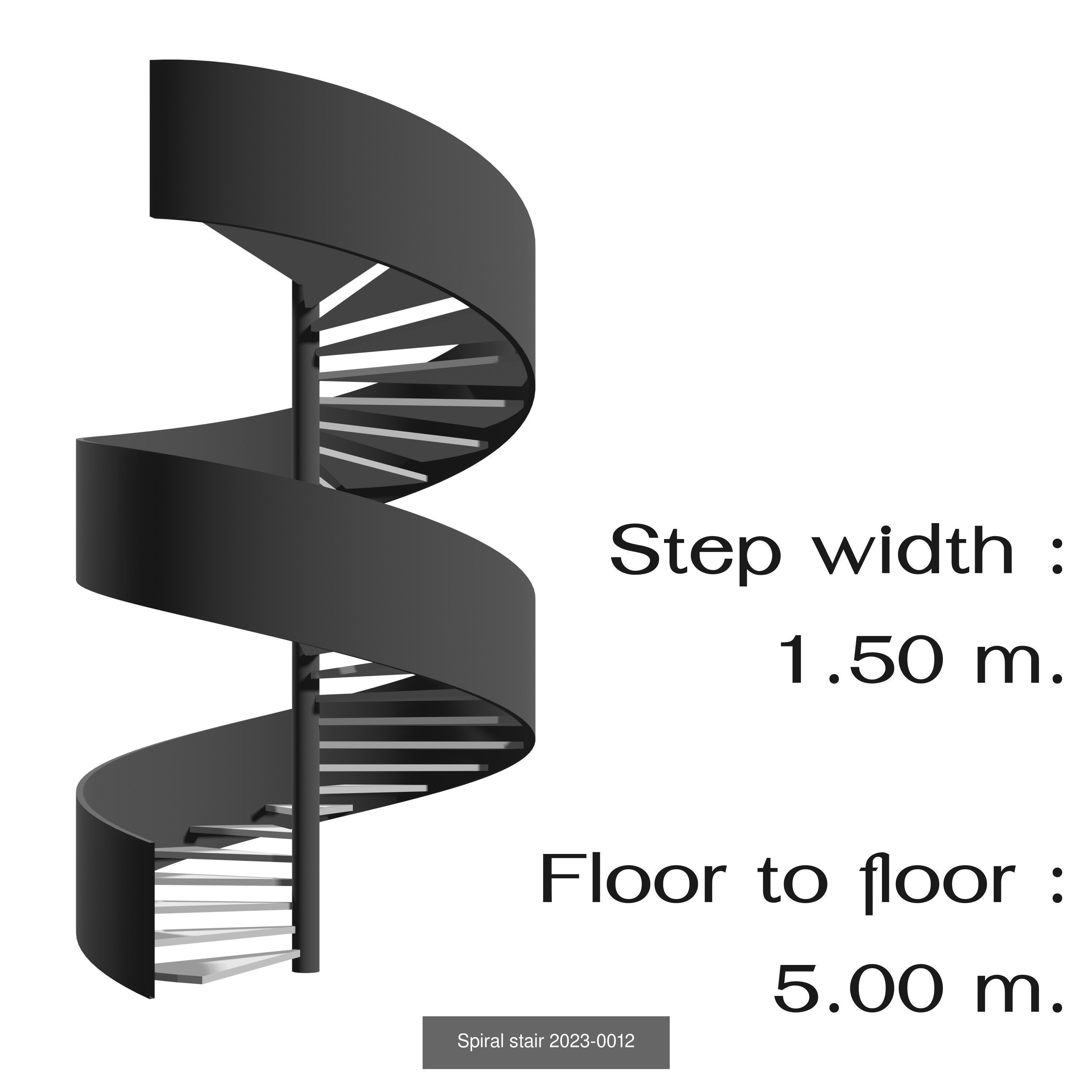 Spiral stair with solid stringer 3D Model Collection_12