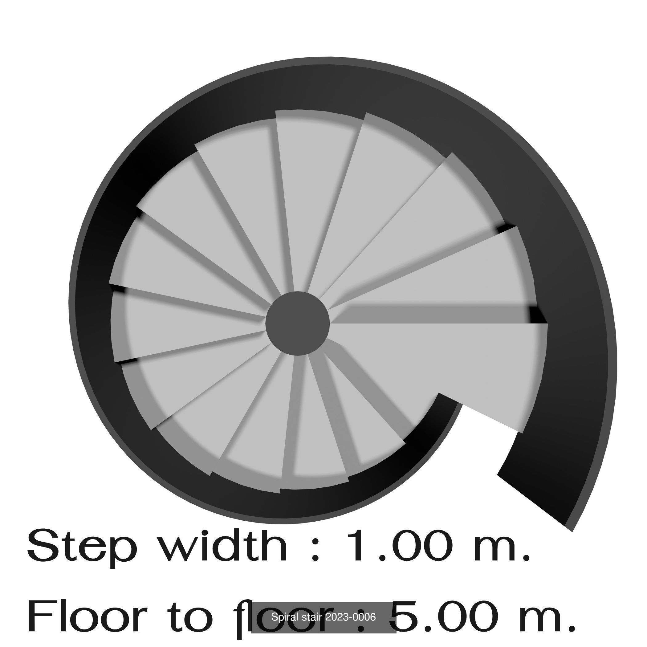 Spiral stair with solid stringer 3D Model Collection_6