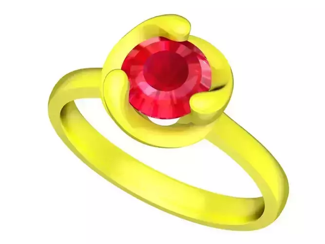 A5289 Simple Diamond Women Ring 3D Print