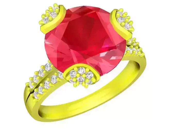 A5294 Fashion Diamond Women Ring 3D Print