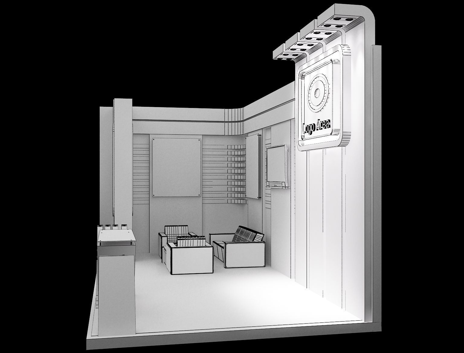 Booth Exhibition Stand a148 3D model_3