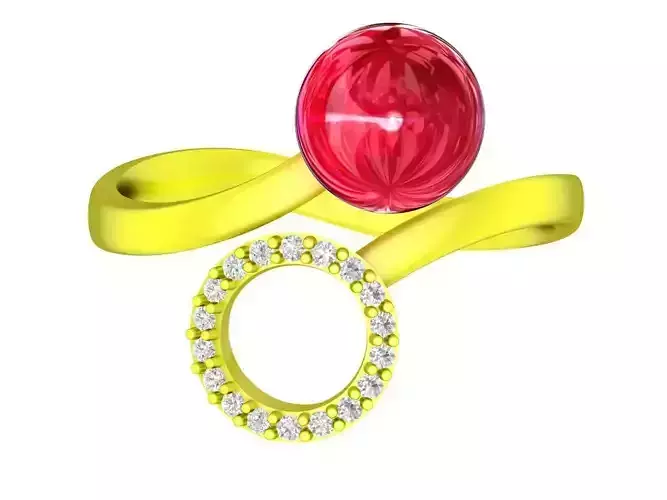 A5298 Pearl and Diamond Ring for Women 3D Print