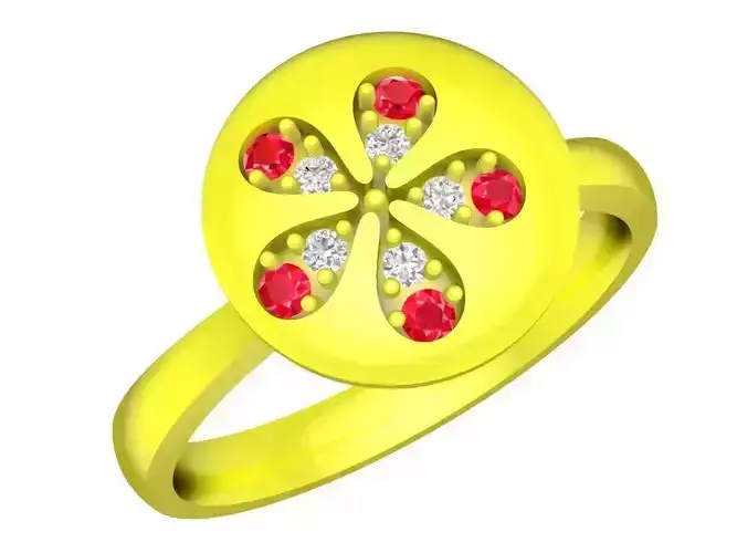 A5302 Cute Diamond Flower Ring for Girls 3D Print