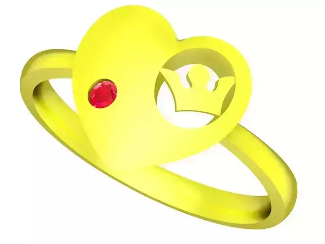 A5305 Diamond Crown Heart Ring for Girls 3D Print