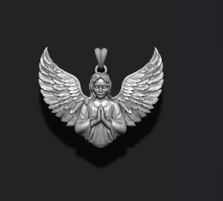 Girl angel pendant 3D print model_0