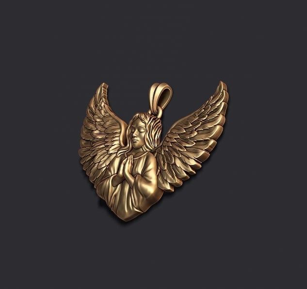 Girl angel pendant 3D print model_3