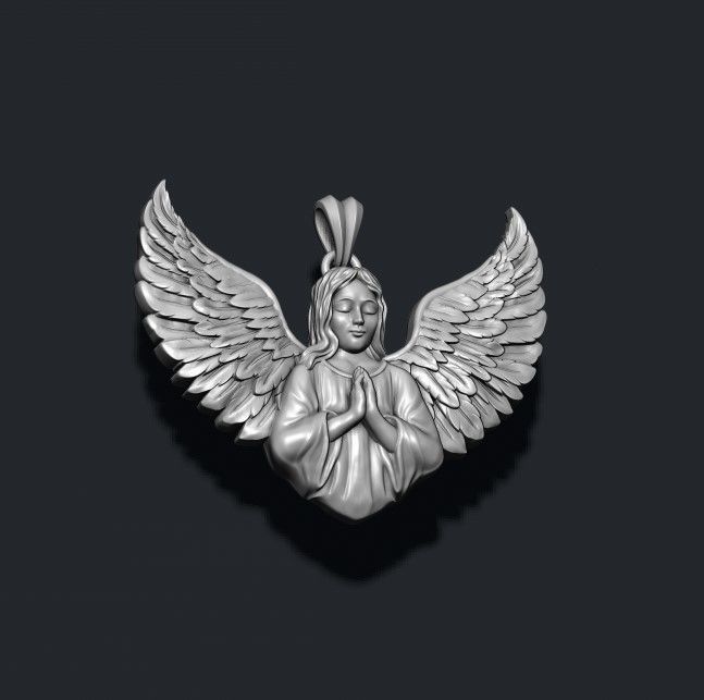 Girl angel pendant 3D print model_1