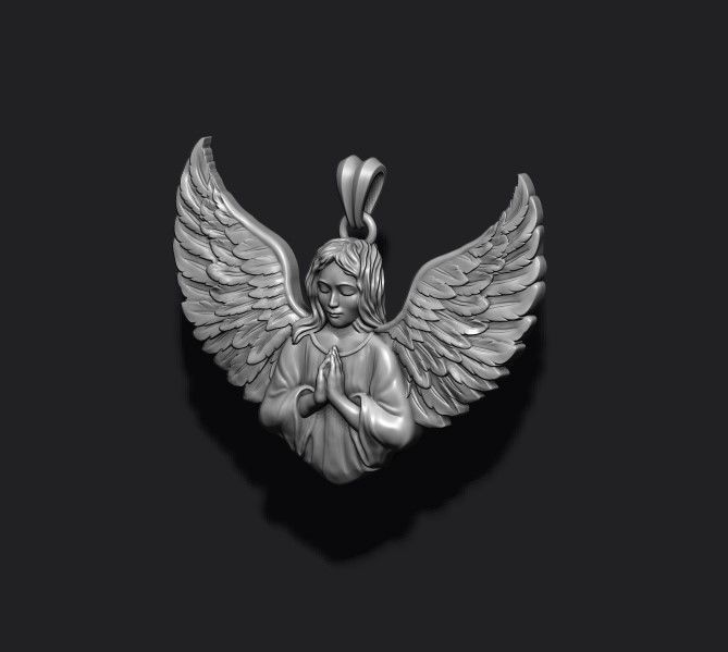 Girl angel pendant 3D print model_2